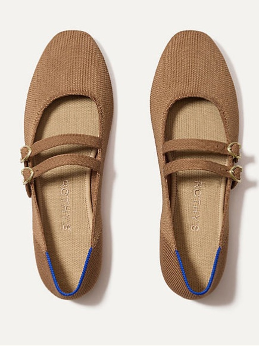 Rothy’s Double Buckle Java Chip Mary Jane Flats Sz 6.5